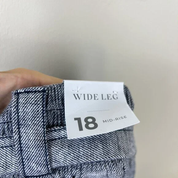 NWT Lane Bryant Blue Mid Rise Wide Leg Cropped Pull On Linen Pants - Picture 3 of 6